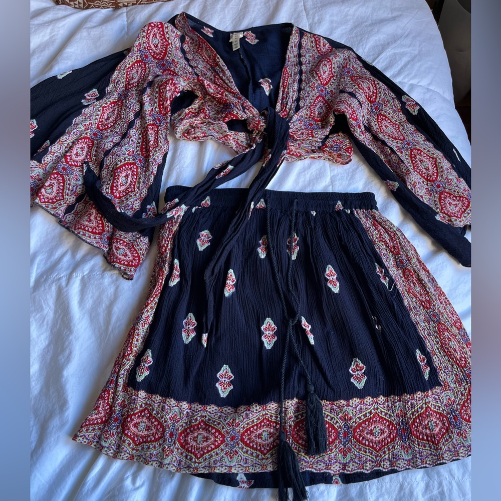 two piece raga skirt set